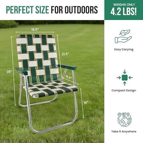 Charleston Green Webbed Aluminum Chair Two Pack — photo 3