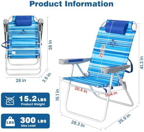 Tall high back folding beach chair — photo 3