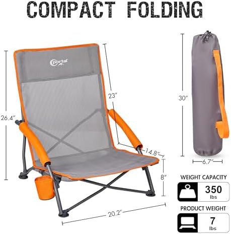 High Back Low Folding Beach Chairs Two Pack — photo 3