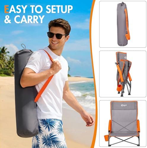 High Back Low Folding Beach Chairs Two Pack — photo 5