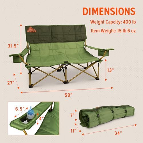 Dill green low loveseat folding camping chair — photo 3