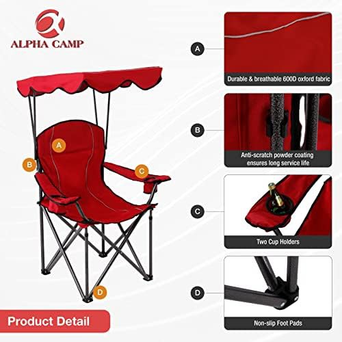 Oversized camping chair with shade canopy — photo 4
