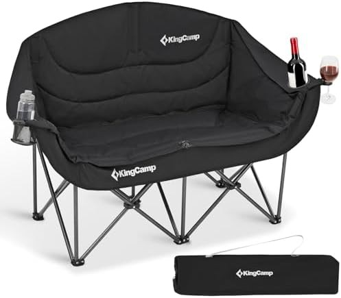 Double folding camping chair heavy duty