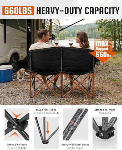 Double folding camping chair heavy duty — photo 4