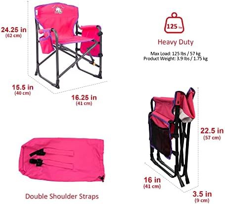 Kids pink folding outdoor camping chair — photo 3