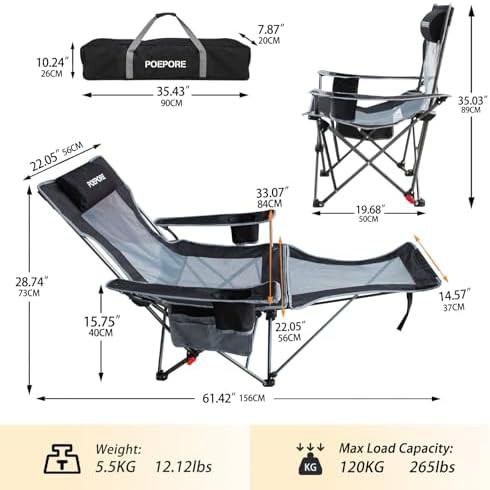 Black reclining chair with removable footrest — photo 3