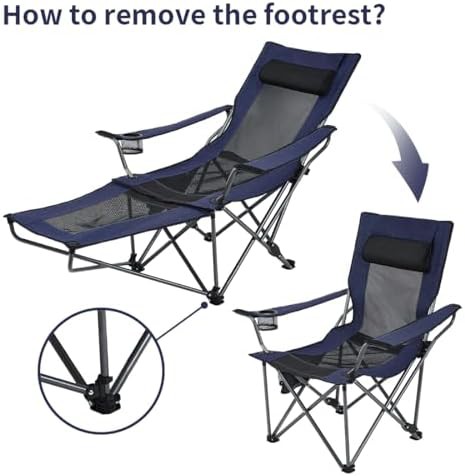 Dark Blue Mesh Recliner with Footrest — photo 3