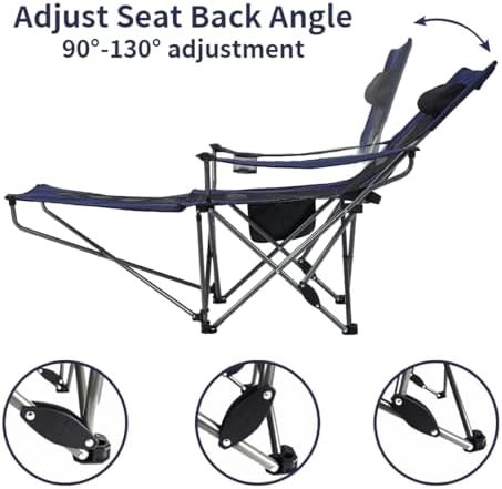 Dark Blue Mesh Recliner with Footrest — photo 4