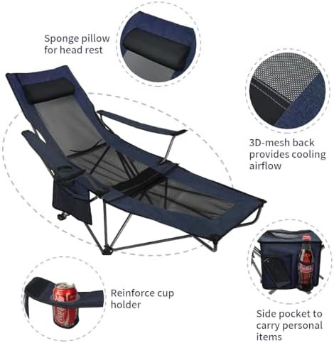 Dark Blue Mesh Recliner with Footrest — photo 5