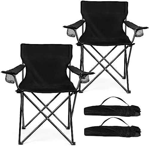 Black Folding Beach Chair Set of Two