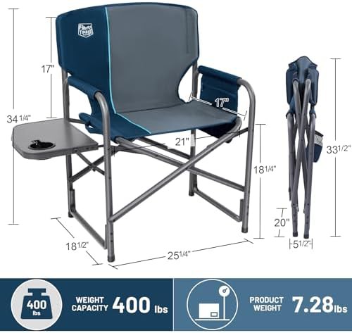 Aluminum oversized directors chair blue color — photo 3