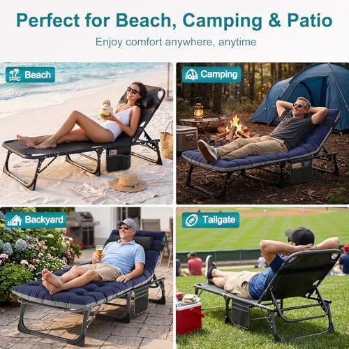 Padded Folding Chaise Tanning Chair — photo 5