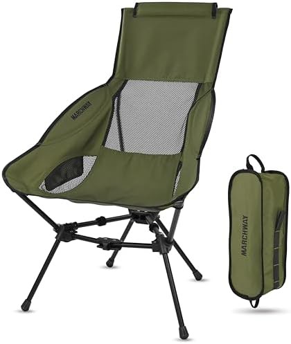 High back green portable camping chair