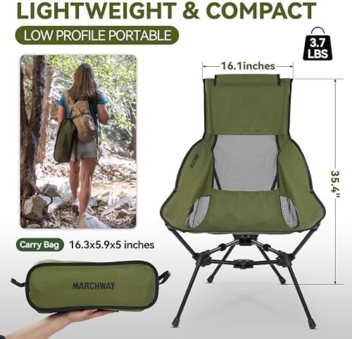 High back green portable camping chair — photo 3