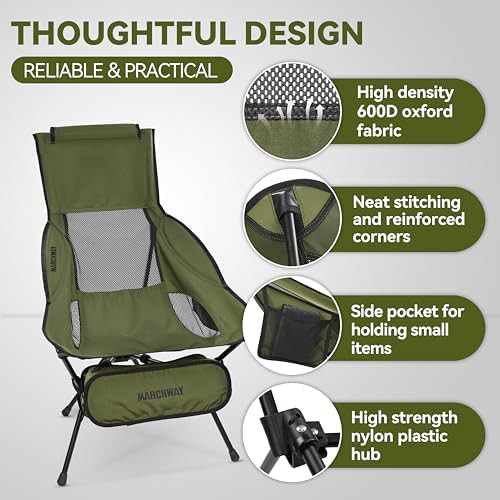 High back green portable camping chair — photo 5