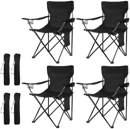 Four pack folding chairs black