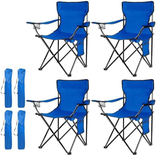 Four pack folding chairs blue