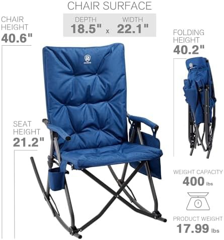 Blue padded rocking camping chair — photo 3