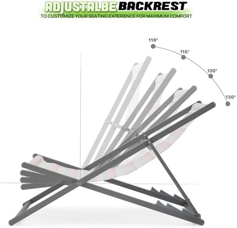 Striped aluminum beach sling chairs set — photo 5