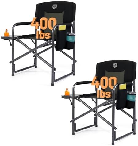 Aluminum oversized directors chair black 2 pack