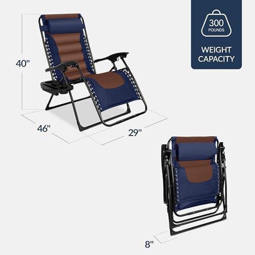 Navy brown oversized padded zero gravity chair — photo 3