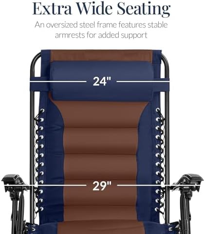 Navy brown oversized padded zero gravity chair — photo 4