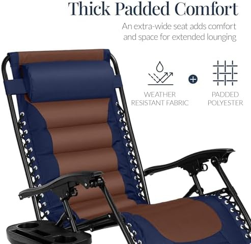 Navy brown oversized padded zero gravity chair — photo 5