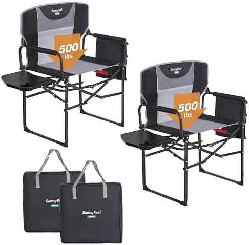Wide seat director chair with side table