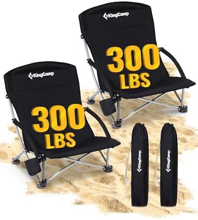 Low profile portable beach chairs two pack
