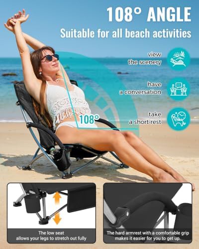 Low profile portable beach chairs two pack — photo 5
