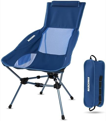 High back dark blue camping chair