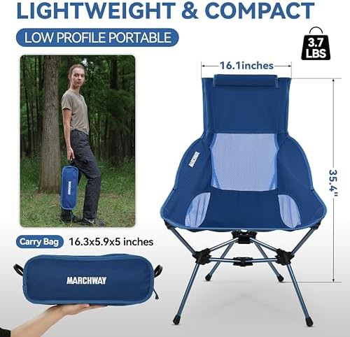 High back dark blue camping chair — photo 3