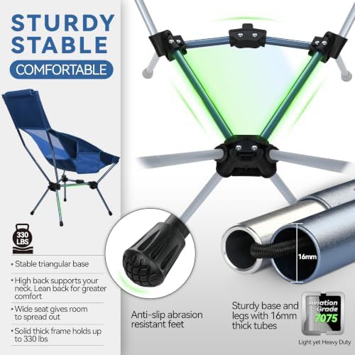High back dark blue camping chair — photo 4