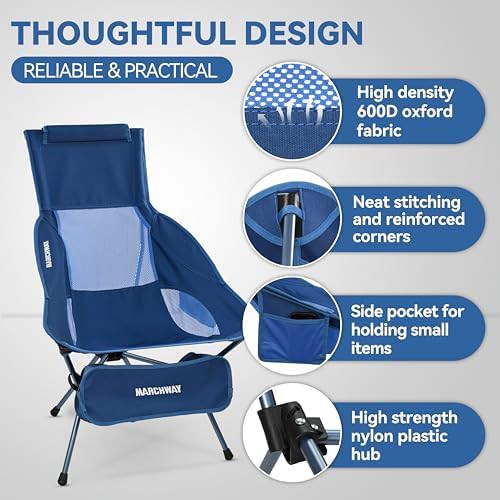 High back dark blue camping chair — photo 5