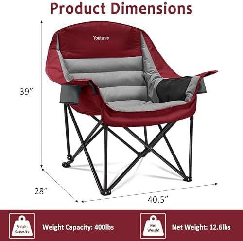 Oversized Folding Camping Chair in Black — photo 3