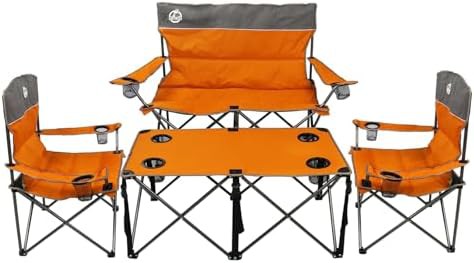 Orange folding conversation set with table