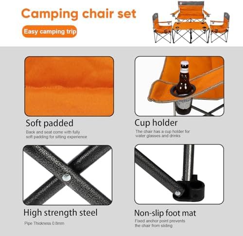Orange folding conversation set with table — photo 4