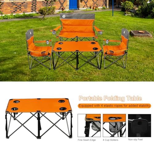 Orange folding conversation set with table — photo 5