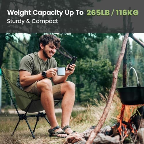 Army green mesh portable folding chair — photo 4