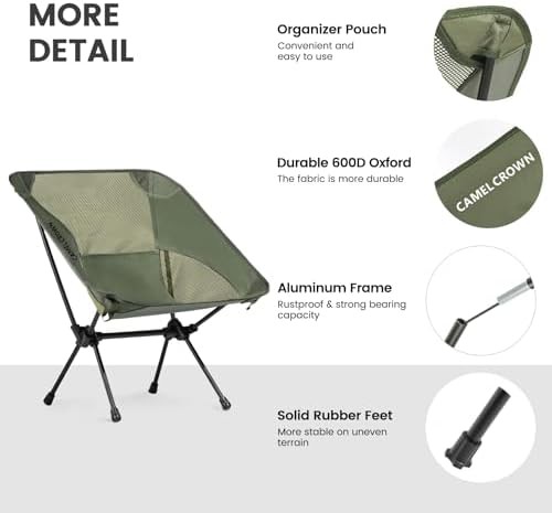 Army green mesh portable folding chair — photo 5