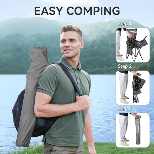 Grey metal folding outdoor camping chairs 2 pack — photo 5