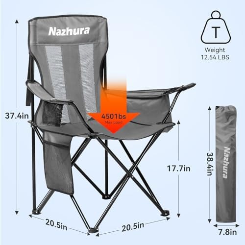 Grey metal folding outdoor camping chairs 4 pack — photo 3