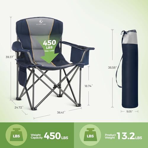 Oversized Padded Blue Folding Camping Chair — photo 3