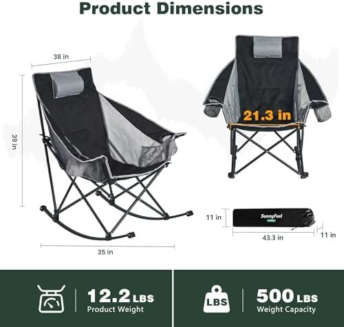 Rocking camping chair with padded headrest — photo 3