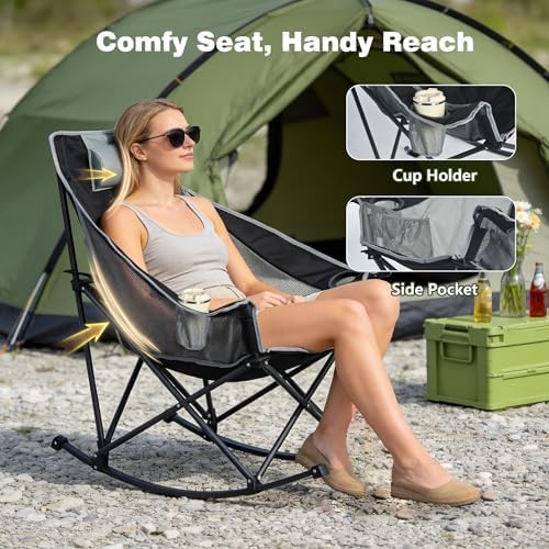 Rocking camping chair with padded headrest — photo 4