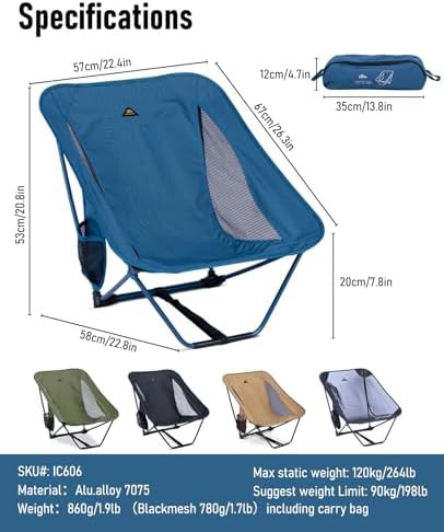Blue Low Profile Ultralight Folding Chair — photo 3