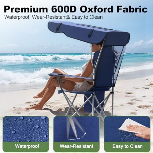 Navy Blue Folding Chair with Canopy — photo 5