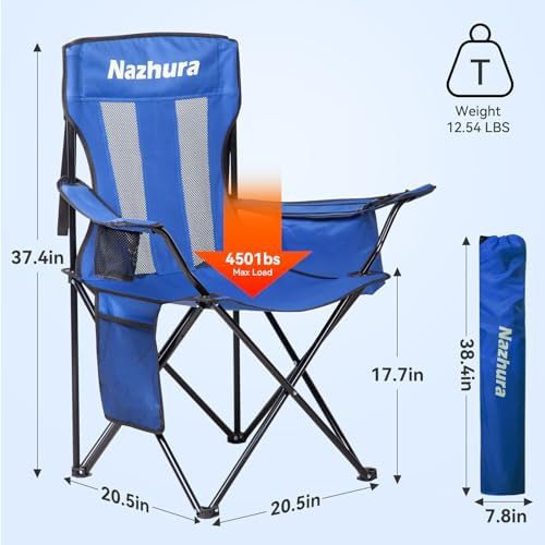 Blue metal folding outdoor camping chairs 2 pack — photo 3