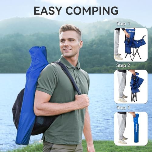 Blue metal folding outdoor camping chairs 2 pack — photo 5