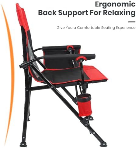 Red breathable mesh back adult camping chair — photo 4